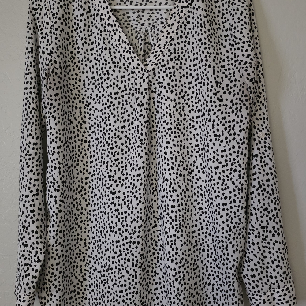 Ann Taylor Black and White Dotted Blouse